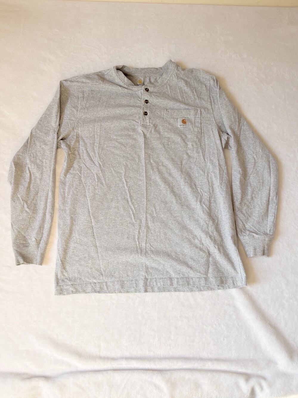 Grey Carhartt Original Fit Henley Long Sleeve Mens Size L